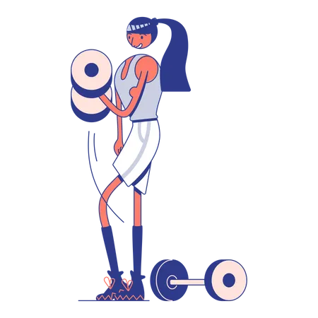 Fille travaillant à la salle de gym  Illustration