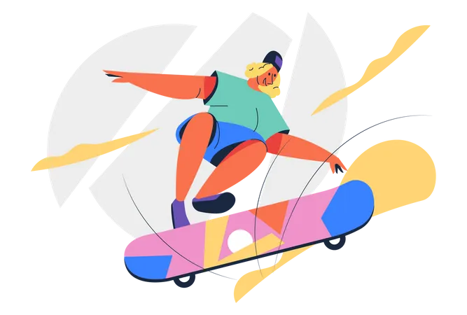 Fille faisant du skateboard  Illustration