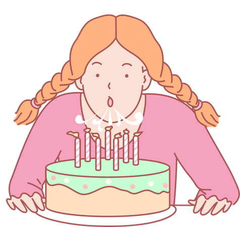 Fille soufflant des bougies d'anniversaire  Illustration