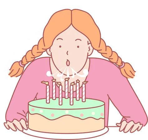 Fille soufflant des bougies d'anniversaire  Illustration