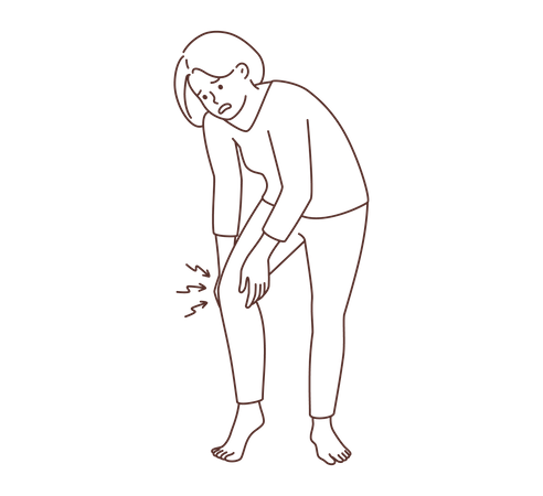 Fille souffrant de douleurs au genou  Illustration