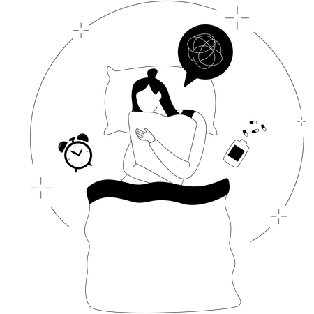 Fille souffrant d'insomnie  Illustration