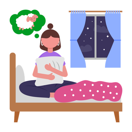 Fille souffrant d'insomnie  Illustration