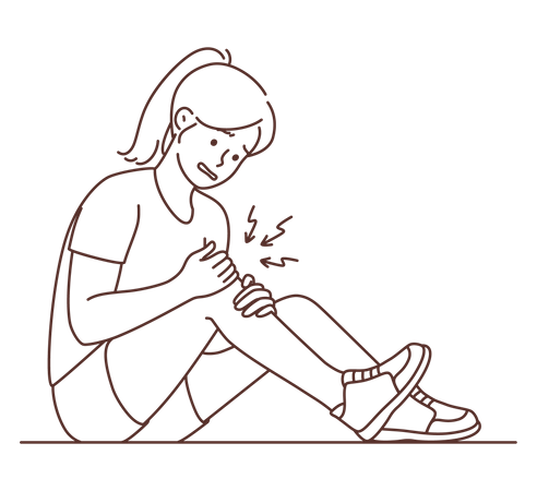 Fille souffrant d'une blessure au genou  Illustration