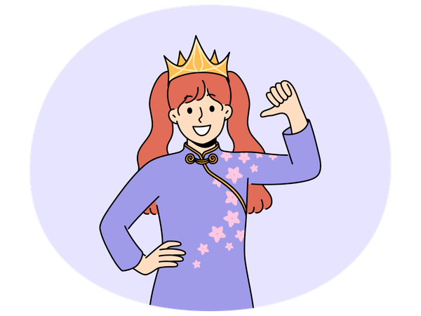 Fille souriante portant une couronne et se sentant confiante  Illustration