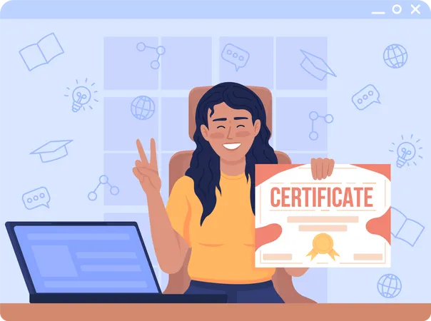 Fille souriante détenant un certificat  Illustration