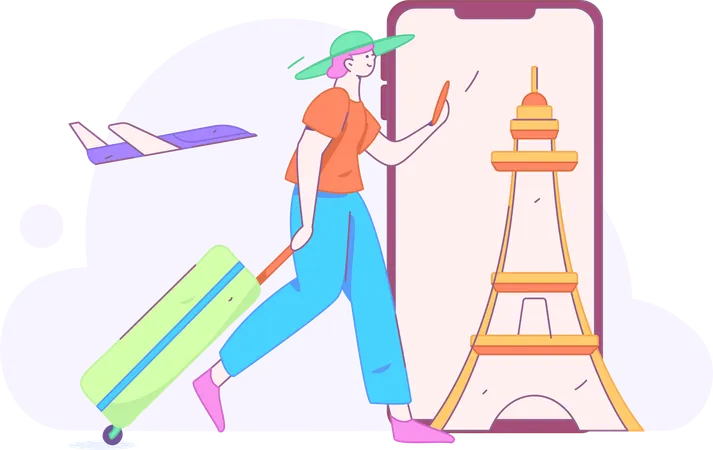 Fille en tournée mondiale  Illustration