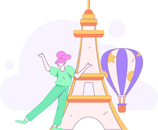 Fille en voyage dans le monde  Illustration