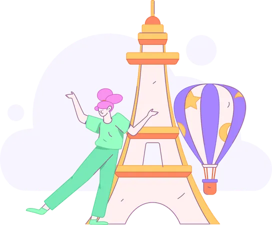 Fille en voyage dans le monde  Illustration