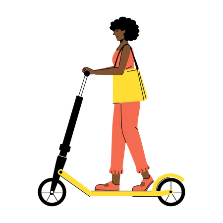 Fille équitation scooter  Illustration