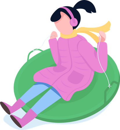 Fille sur toboggan tube  Illustration