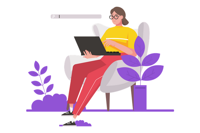 Fille surfant sur internet  Illustration