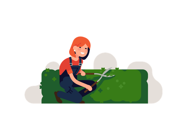 Fille taillant l'herbe  Illustration