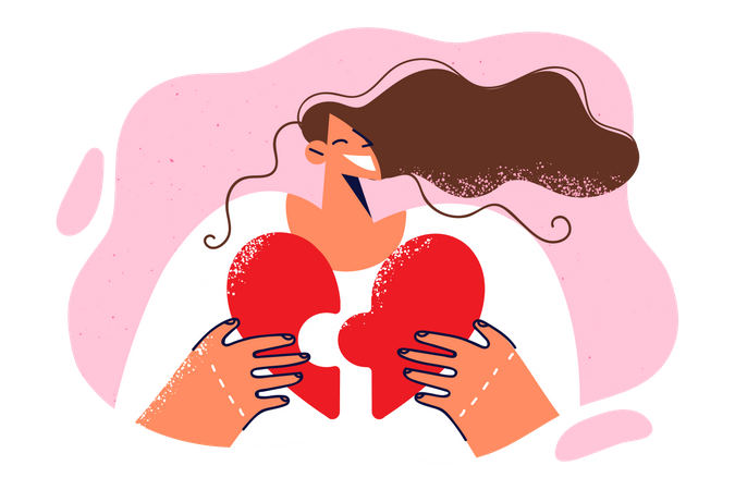 Fille tenant coeur  Illustration