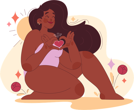 Fille tenant coeur  Illustration