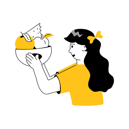 Fille tenant des fruits d'été  Illustration