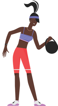 Fille tenant une kettlebell  Illustration