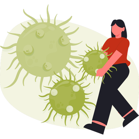 Fille tenant un coronavirus  Illustration