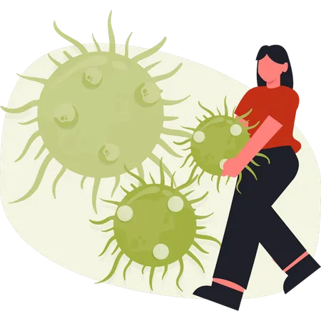 Fille tenant un coronavirus  Illustration