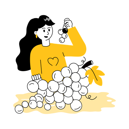 Fille tenant un fruit préféré  Illustration
