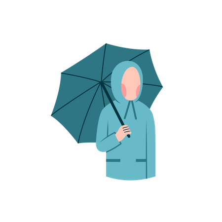 Fille tenant un parapluie  Illustration