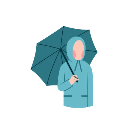 Fille tenant un parapluie  Illustration