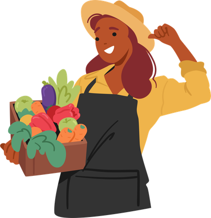La fille tient des légumes frais  Illustration