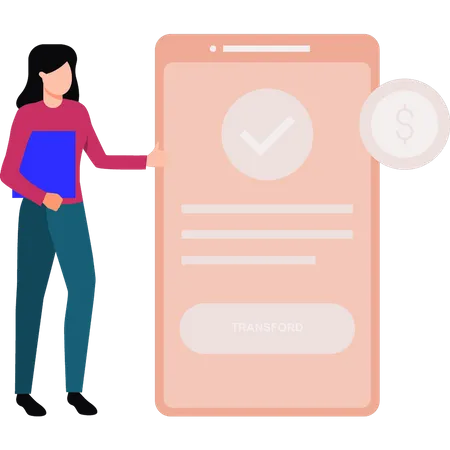 Fille transférant de l’argent en ligne  Illustration