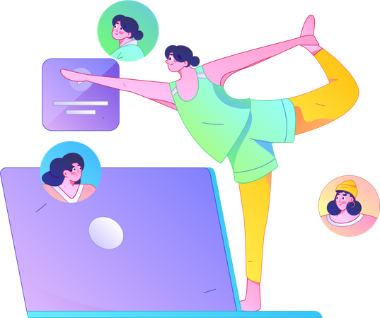 Fille travaillant à domicile  Illustration