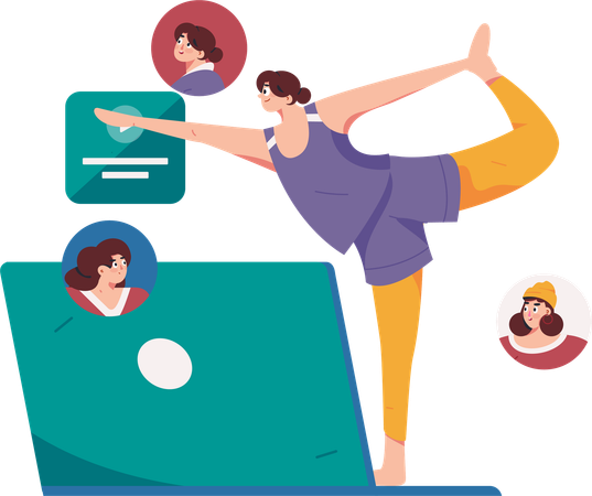 Fille travaillant à domicile  Illustration