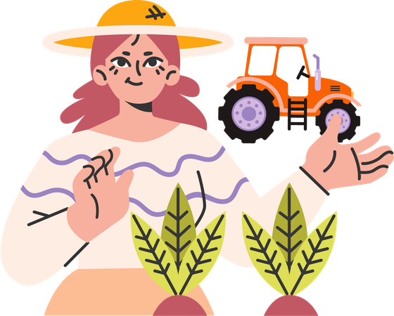 Fille travaillant comme agricultrice  Illustration