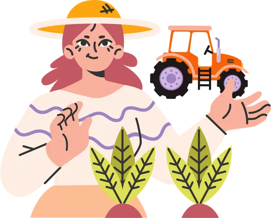 Fille travaillant comme agricultrice  Illustration