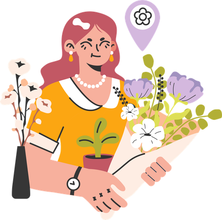 Fille travaillant comme fleuriste  Illustration