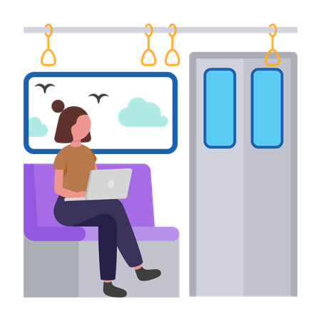 Fille travaillant dans les transports quotidiens  Illustration