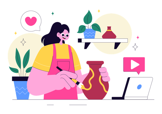 Fille travaillant dans un atelier de bricolage  Illustration