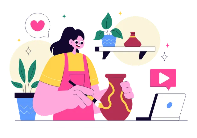 Fille travaillant dans un atelier de bricolage  Illustration