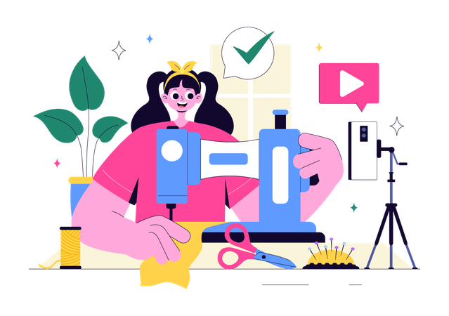 Fille travaillant dans un atelier de bricolage  Illustration