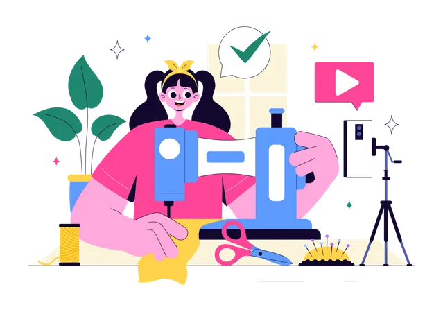Fille travaillant dans un atelier de bricolage  Illustration