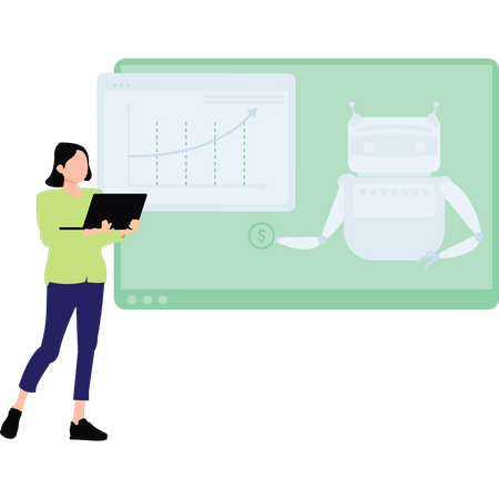 Fille travaillant sur un tableau d'analyse  Illustration