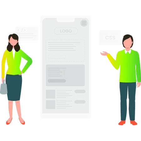 Fille travaillant sur l'interface utilisateur de l'APP  Illustration