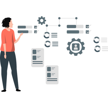 Fille travaillant sur la gestion d'entreprise  Illustration