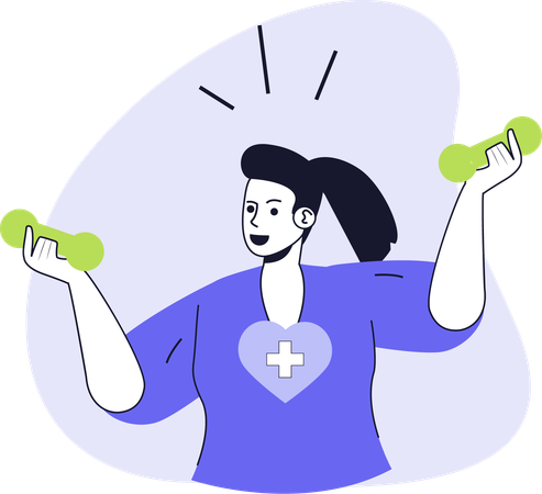 Une fille travaille sur la santé cardiaque  Illustration