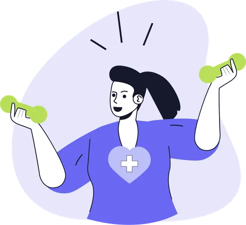 Une fille travaille sur la santé cardiaque  Illustration