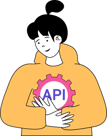 Fille travaillant sur le développement d'API  Illustration