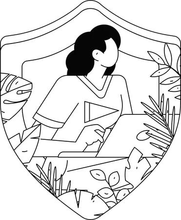 Fille travaillant sur le développement de la cybersécurité  Illustration
