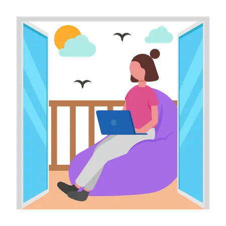 Fille travaillant sur un toit  Illustration