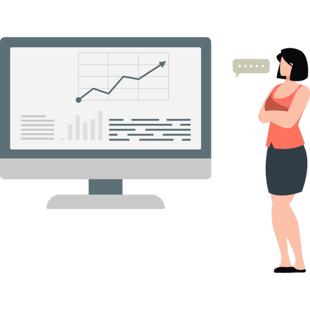 Fille travaillant sur l'analyse commerciale  Illustration