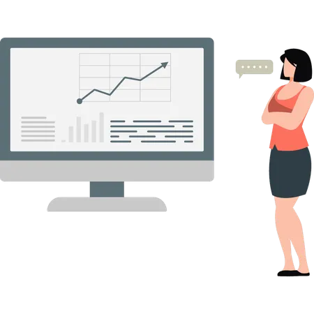 Fille travaillant sur l'analyse commerciale  Illustration