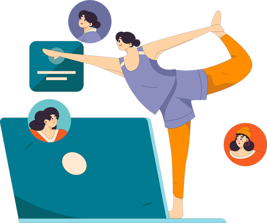 Fille travaillant sur une configuration de travail à distance  Illustration