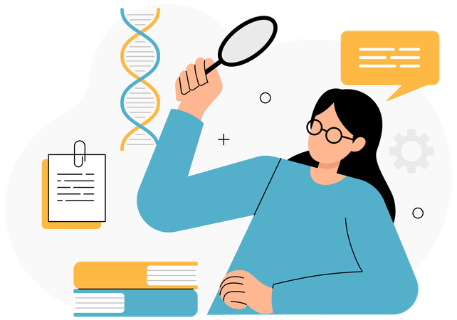 Fille travaillant dans la recherche biologique  Illustration